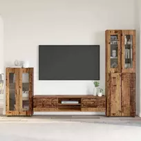 TV spintelių komplektas su stalčių FLORIN 3 pcs Senas medis