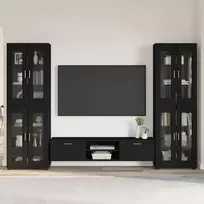 TV spintelių komplektas FLORIN 3 pcs Juoda Apdirbta mediena
