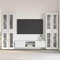 TV spintelių komplektas FLORIN 3 pcs Aukštai blizganti balta
