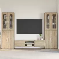 TV spintelių komplektas su stalčių FLORIN 3 pcs Sonoma ąžuolas