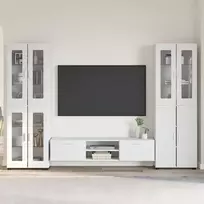 TV spintelių komplektas FLORIN 3 pcs Aukštai blizganti balta