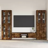 TV spintelių komplektas su stalčių FLORIN 3 pcs Rūkyta ąžuolas