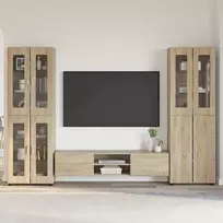 TV spintelių komplektas su stalčių FLORIN 3 pcs Sonoma ąžuolas