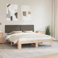 Lovo rėmas su apmuštu galvūgaliu Taupe 180 x 200 cm
