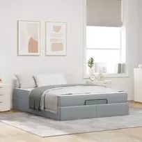 Lovos rėmas su čiužiniu 2 pcs Šviesiai pilka audinys
