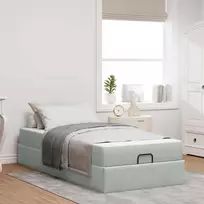 Lovos rėmas su čiužiniu 2 pcs Šviesiai pilka Aksomas