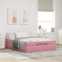 Lovos rėmas su čiužiniu 2 pcs Rožinė Aksomas