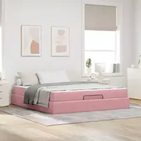 Lovos rėmas su čiužiniu 2 pcs Rožinė Aksomas