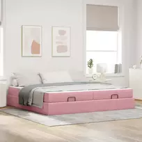 Lovos rėmas su čiužiniu su čiužiniu 2 pcs Rožinė Aksomas