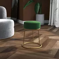 Pufas, žalios spalvos, aksomas, apskritas