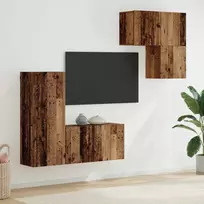 Televizoriaus spintelė 4 pcs Senovinis medis Apdirbta mediena