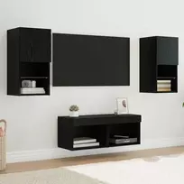 TV sieniniai spintelės 4 pcs Juodas ąžuolas Apdirbta mediena