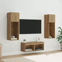 TV sieniniai spintelės 4 pcs Juodas ąžuolas Apdirbta mediena