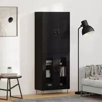 Aukštas spintelė 2 pcs Juodas ąžuolas