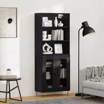 Aukštas spintelė 2 pcs Juodas ąžuolas Apdirbta mediena