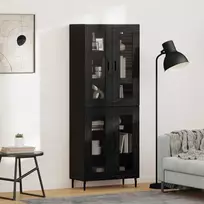 Aukštas spintelė 2 pcs Juodas ąžuolas