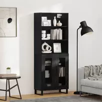 Aukštas spintelė 2 pcs Juodas ąžuolas Apdirbta mediena