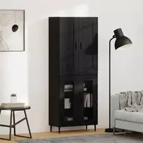 Aukštas spintelė 2 pcs Juodas ąžuolas Apdirbta mediena