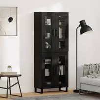 Aukštas spintelė 2 pcs Juodas ąžuolas