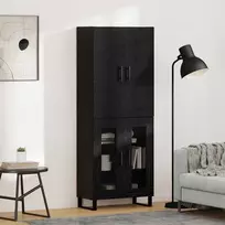 Aukštas spintelė 2 pcs Juodas ąžuolas 69,5 x 34 x 180 cm