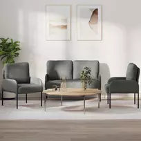 Sofų komplektai 3 pcs Tamsiai pilka 115 x 56 x 80 cm fanera