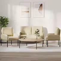 Sofų komplektai 3 pcs Kreminė 115 x 56 x 80 cm fanera