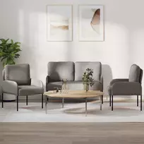 Sofų komplektai su pagalve 3 pcs Taupe 115 x 56 x 80 cm fanera
