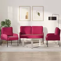 Sofų komplektai 3 pcs Vyno raudona 115 x 56 x 80 cm fanera