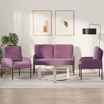 Sofų komplektai 3 pcs Violetinė 115 x 56 x 80 cm fanera