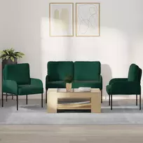 Sofų komplektai 3 pcs Tamsiai žalia 115 x 56 x 80 cm fanera