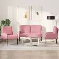 Sofų komplektai su pagalve 3 pcs Rožinė 115 x 56 x 80 cm fanera