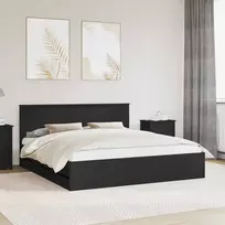 Lovos rėmas su stalčių Juoda 180 x 200 cm Inžinerinė mediena
