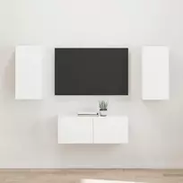 TV spintelių komplektas 2 pcs Balta Apdirbta mediena