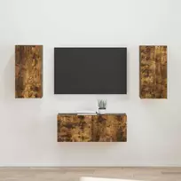 TV spintelių komplektas 2 pcs Rūkyta ąžuolas Apdirbta mediena
