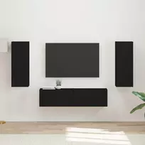 TV spintelių komplektas 2 pcs Juoda Apdirbta mediena
