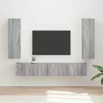 TV spintelių komplektas 3 pcs Pilkas Sonoma Apdirbta mediena