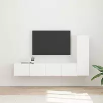 TV spintelių komplektas 3 pcs Balta Apdirbta mediena
