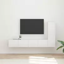 TV spintelių komplektas 3 pcs Aukštai blizganti balta