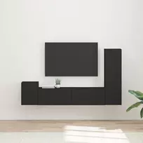 TV spintelių komplektas 4 pcs Juoda Apdirbta mediena