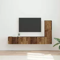 TV spintelių komplektas 3 pcs Senas medis Apdirbta mediena