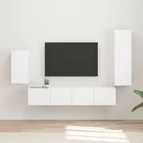 TV spintelių komplektas 4 pcs Balta Apdirbta mediena