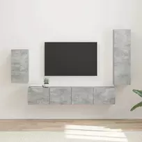 TV spintelių komplektas 4 pcs Betono pilka Apdirbta mediena