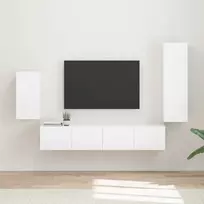 TV spintelių komplektas 4 pcs Aukštai blizganti balta