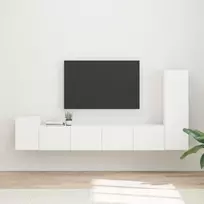 TV spintelių komplektas 3 pcs Balta Apdirbta mediena