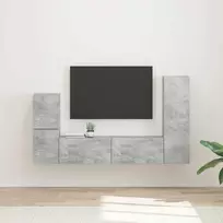 TV spintelių komplektas 4 pcs Betono pilka Apdirbta mediena