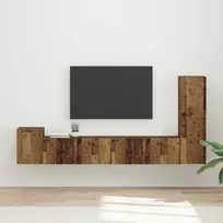 TV spintelių komplektas 3 pcs Senas medis Apdirbta mediena