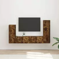 TV spintelių komplektas 4 pcs Rūkyta ąžuolas Apdirbta mediena