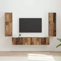 TV spintelių komplektas 4 pcs Senas medis Apdirbta mediena