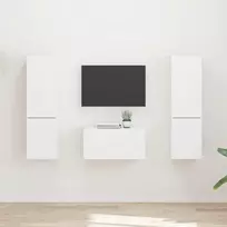 TV spintelių komplektas 5 pcs Balta Apdirbta mediena