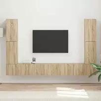 TV spintelių komplektas 8 pcs Sonoma ąžuolas Apdirbta mediena